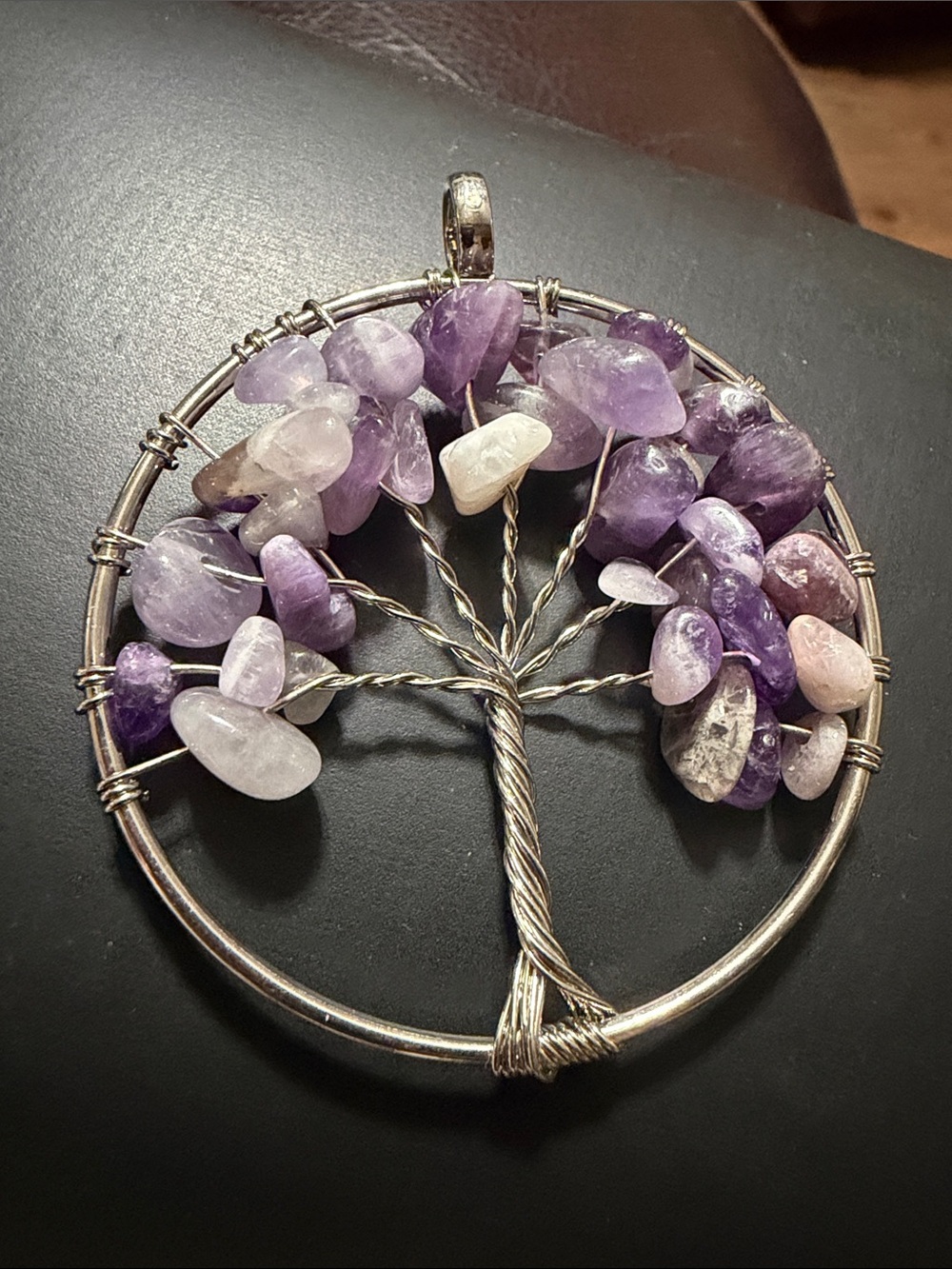 Amethyst Tree of Life Pendant - Purple Gemstone Wire-Wrapped Necklace